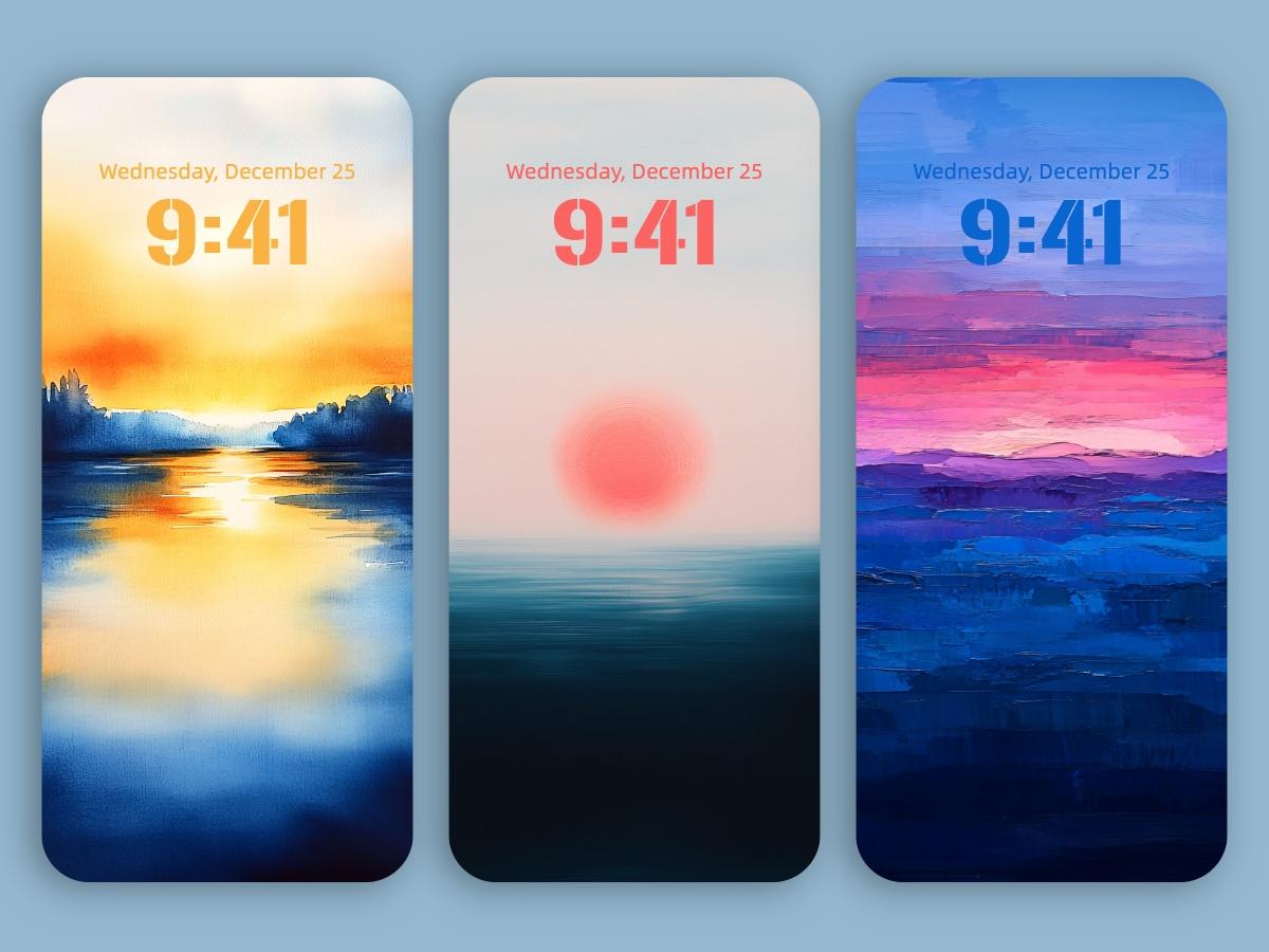 Color Field Sunrise Minimal Phone Wallpapers 8K for iPhone and Android Download