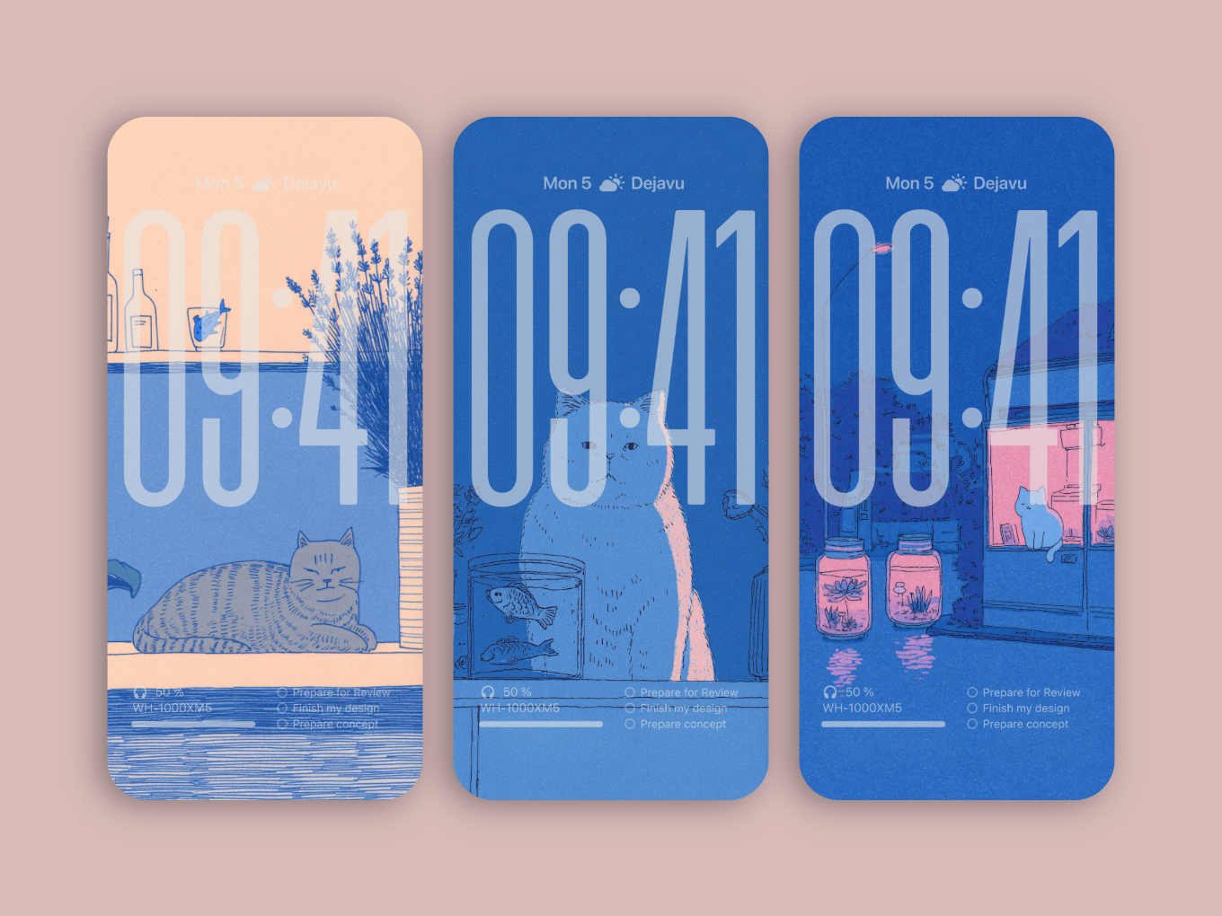 iOS 26 Minimal Phone Wallpapers 8K – The Curious Nocturnal Voyage of Cats and Glass Fish for iPhone & Android