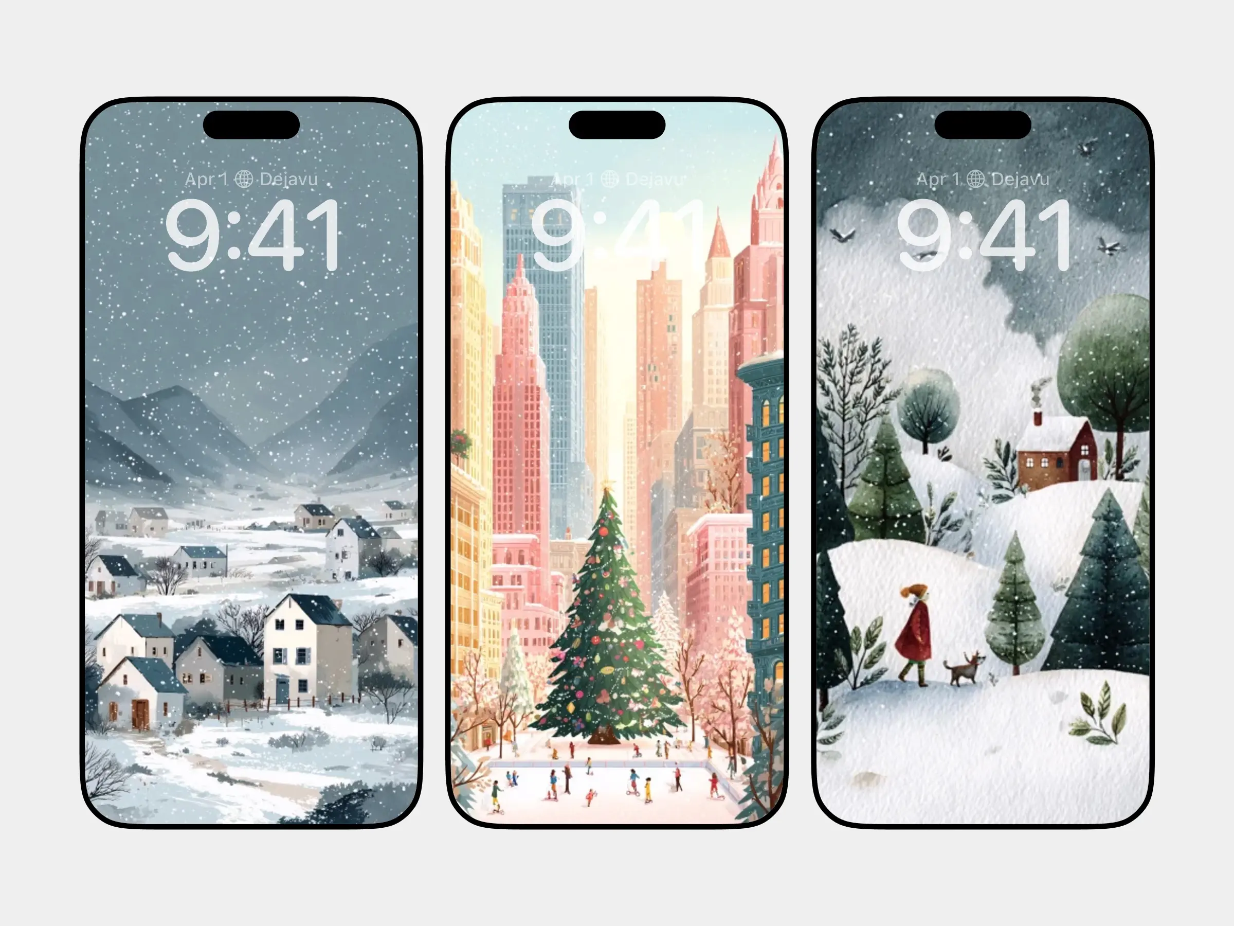 Enchanting Winter Villages with Snowfall and Festive Lights