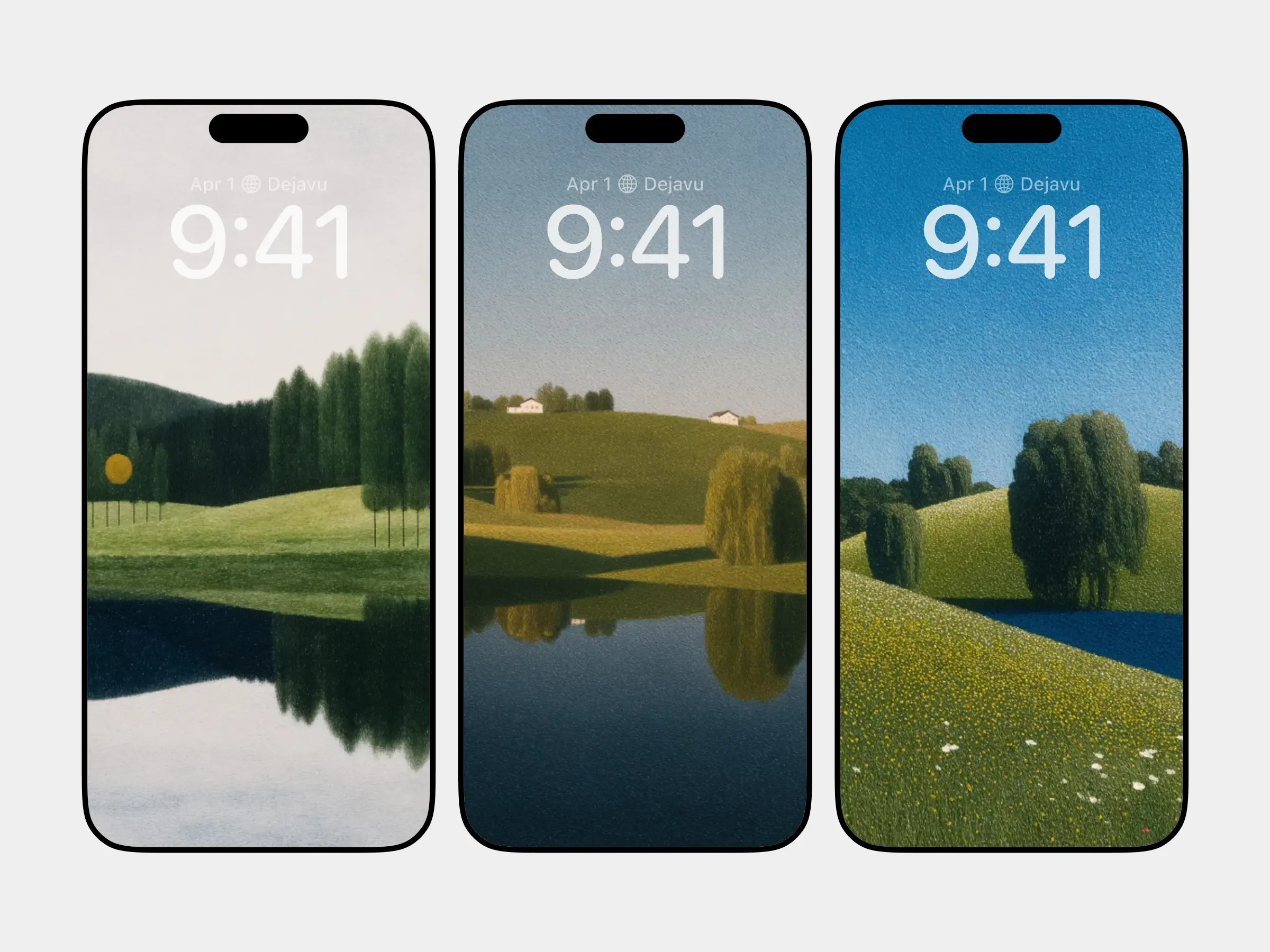 Minimalist Nature Scene with Reflective Water and Solitary Trees – Serene Landscape Art