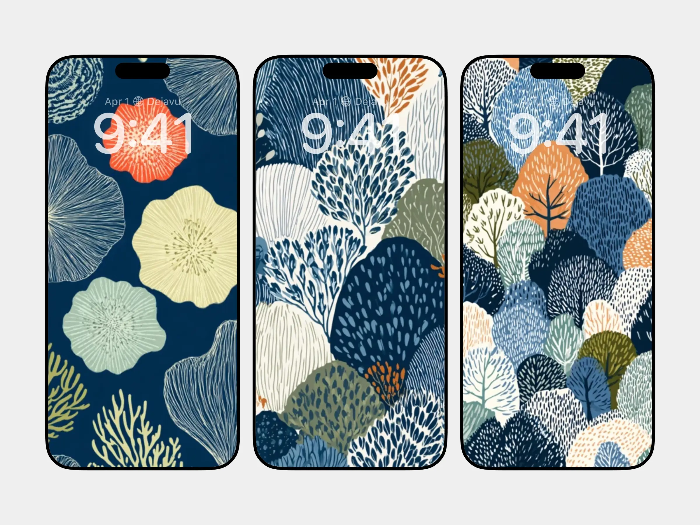 Deep Blue Botanical Patterns: Nature-Inspired Art for Calm Spaces